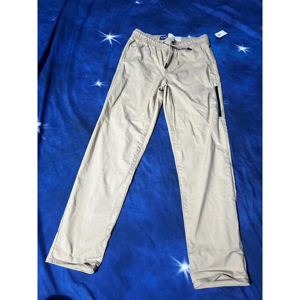 Old Navy Boys Tech Taper Quick-Dry Khaki Pants Tan Size L 10-12 NWT